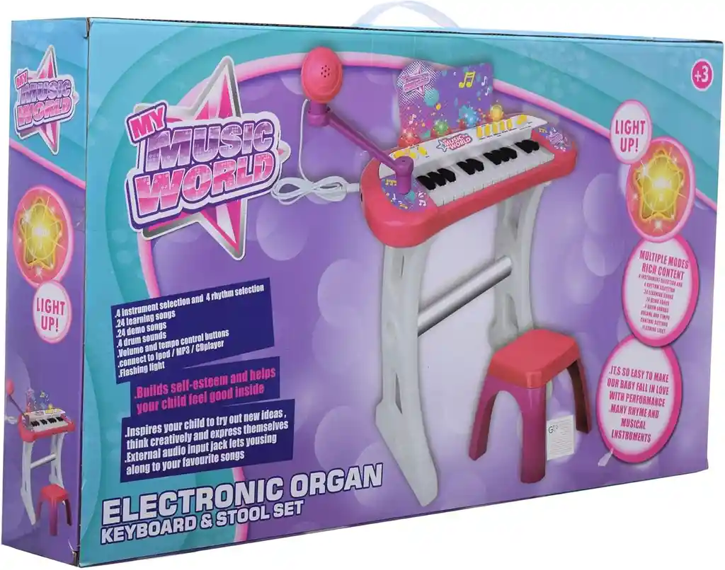 Pianito Electrónico My Music World Con Micrófono Para Cantar Rosa