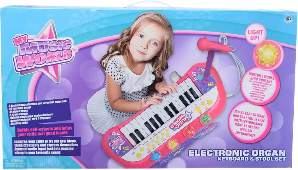 Pianito Electrónico My Music World Con Micrófono Para Cantar Rosa