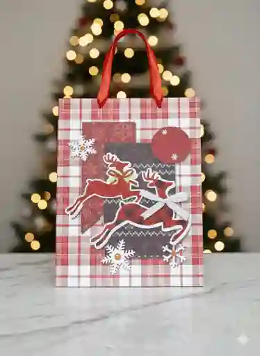 Bolsa De Regalo Navideña 40x30 Cm – Cartulina Festiva Con Diseños Clásicos Y Detalles Brillantes
