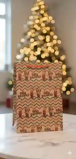 Bolsa De Regalo Navideña 41x25 Cm – Kraft Con Diferentes Motivos Festivos