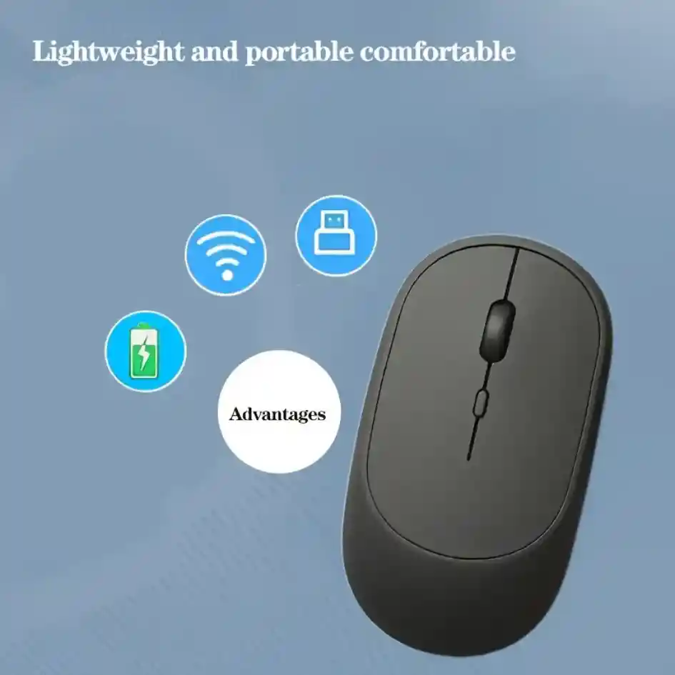 Mouse Inalámbrico Conexión Bluetooth Recargable Usb Negro
