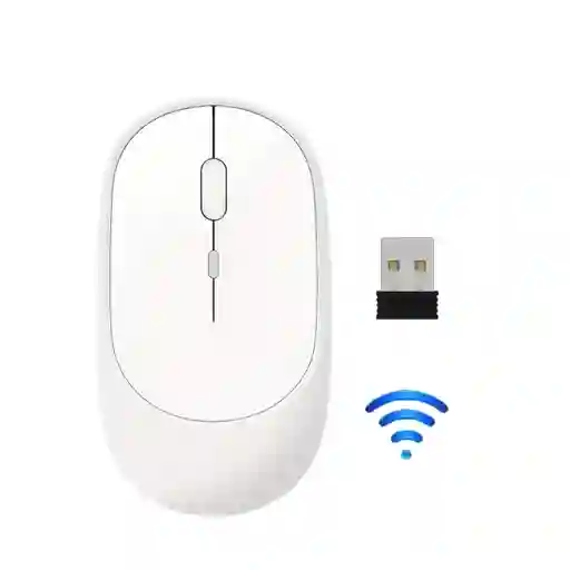 Mouse Inalámbrico Conexión Bluetooth Recargable Usb Blanco