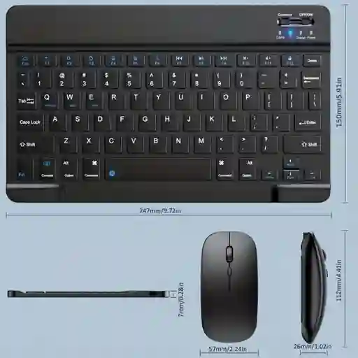 Combo Teclado + Mouse Inalámbrico Bluetooth Recargable Negro