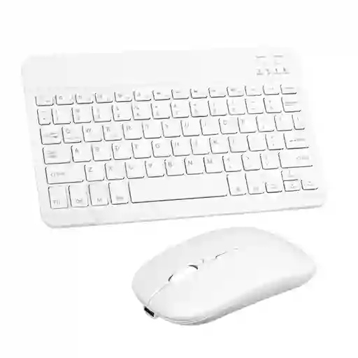 Combo Teclado Mas Mouse Inalámbrico Bluetooth Recargable Blanco