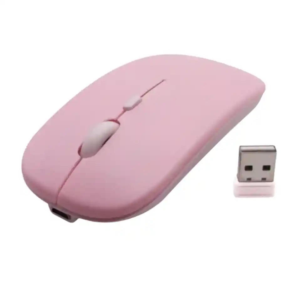 Combo Teclado Mas Mouse Inalámbrico Bluetooth Recargable Rosado