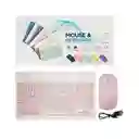 Combo Teclado Mas Mouse Inalámbrico Bluetooth Recargable Rosado