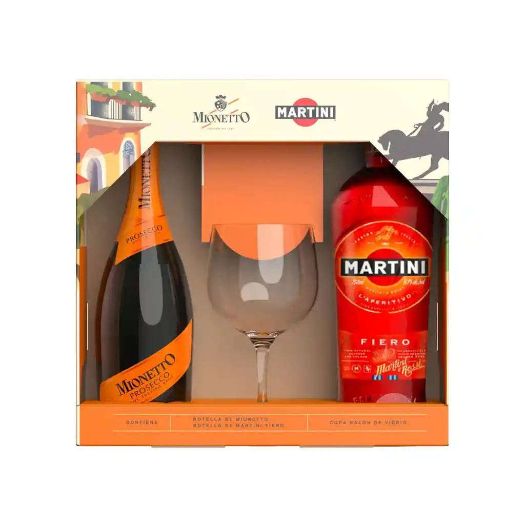Mionetto Prosecco Brut Vino Espumoso 750 Ml + Martini Fiero 750 Ml