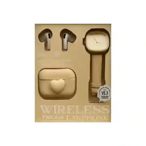 Kit Manos Libres + Reloj Keeka Tws-k46 (beige)
