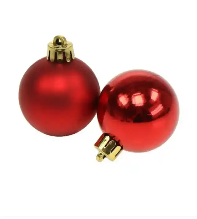 Bolas Medianas Para Arbol De Navidad Decoración Navideña Para Arbol Color Rojo X 6 Unidades 4.5cm Aprox