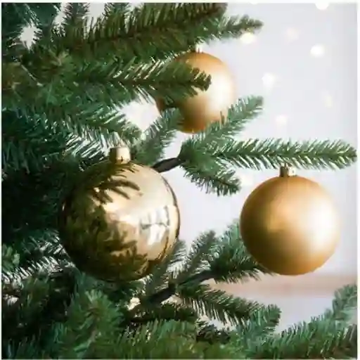Bolas Medianas Para Arbol De Navidad Decoración Navideña Para Arbol Color Dorado X 6 Unidades 4.5cm Aprox