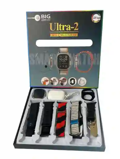 Reloj Inteligente Ultra-2 Con Audifonos Inalambricos Y Correas