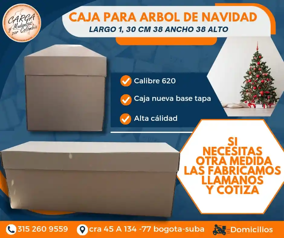 Caja Para Arbol De Navidad Base Tapa Resistente De 130 De Largo X 38 Alto X 38 Ancho Empaque Y Embalaje