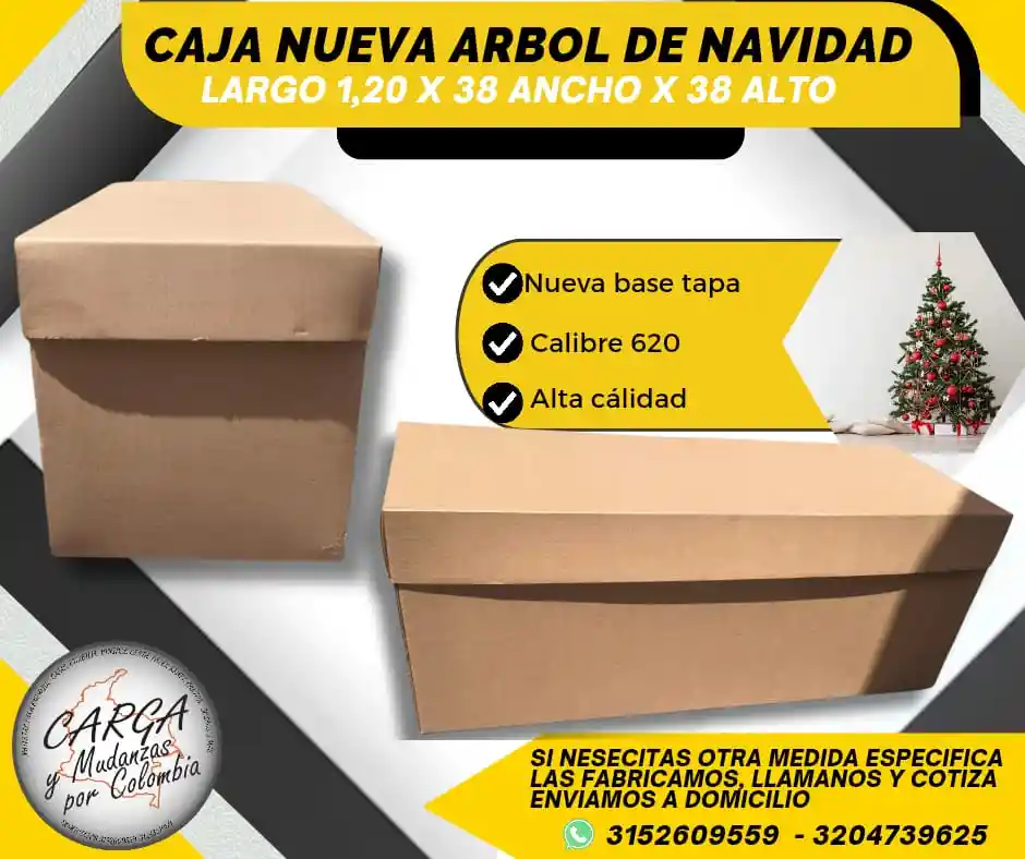 Caja Para Arbol De Navidad Resistente Base Tapa Nueva De 120 De Largo X 38 Ancho X 38 Alto Para Empaque Y Embalaje