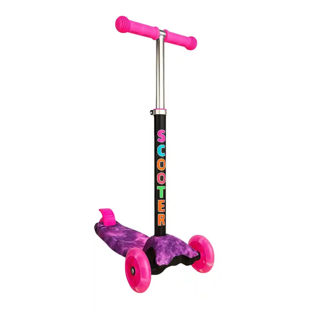 Patineta Monopatin Scooter Luces En Las Ruedas Fucsia