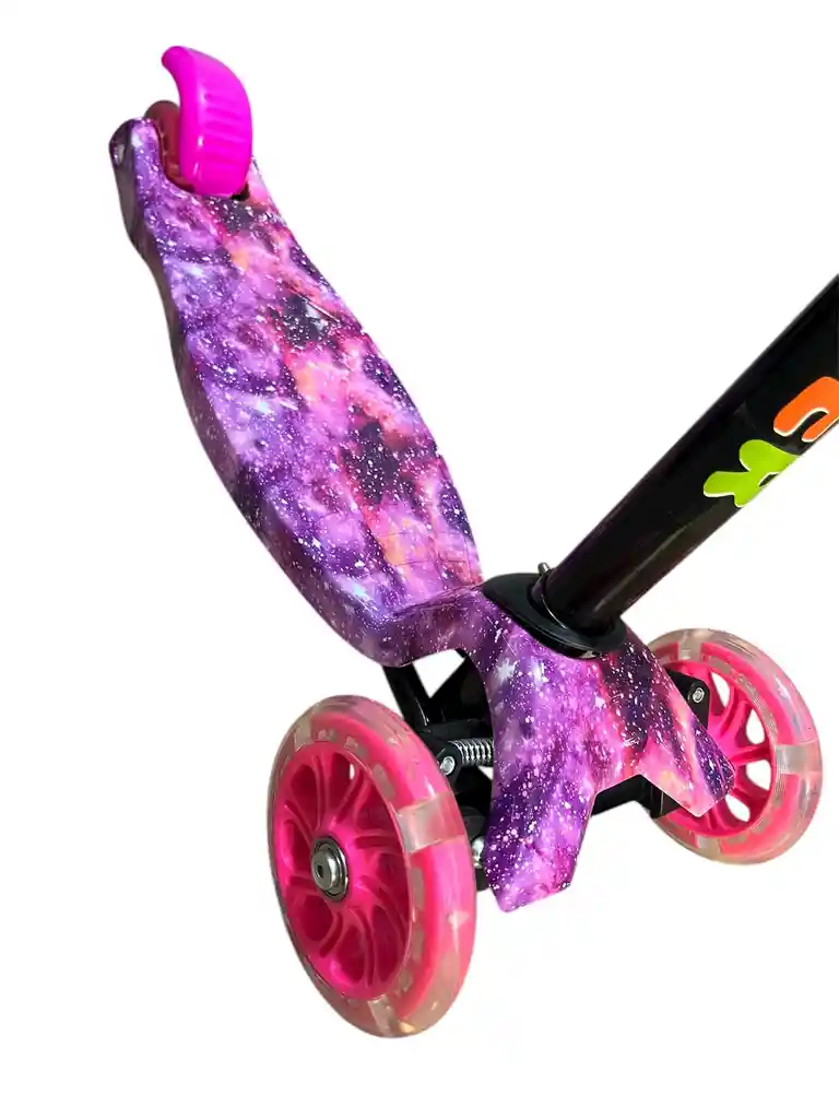 Patineta Monopatin Scooter Luces En Las Ruedas Fucsia