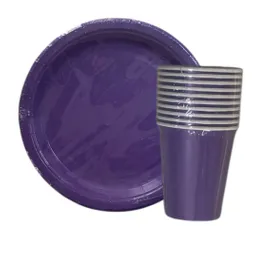 Kit De Platos Y Vasos Morado