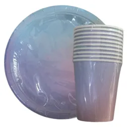 Kit De Platos Y Vasos Azul-morado