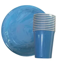 Kit De Platos Y Vasos Azul