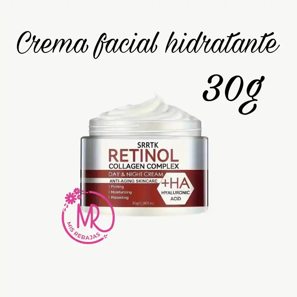 Crema Facial Hidratante Con Retinol, Colágeno Y Ácido Hialurónico