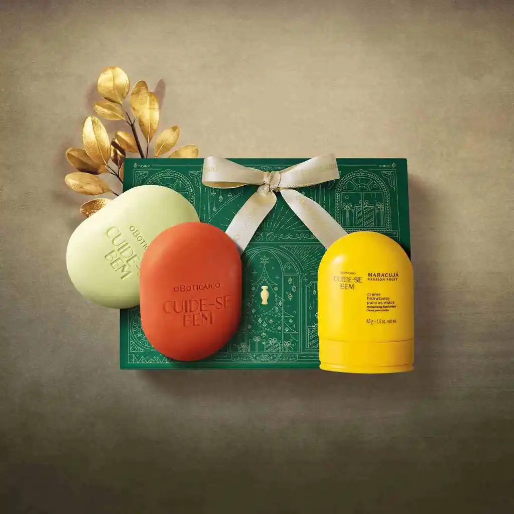 O Boticario - Kit De Regalo Navideno Cuidado Del Cuerpo Cbem (crema De Manos + 2 Jabones En Barra)