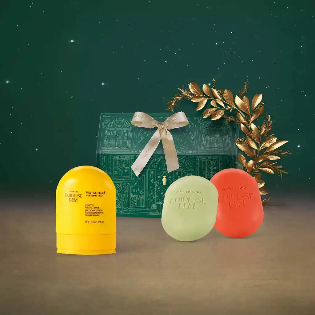 O Boticario - Kit De Regalo Navideno Cuidado Del Cuerpo Cbem (crema De Manos + 2 Jabones En Barra)