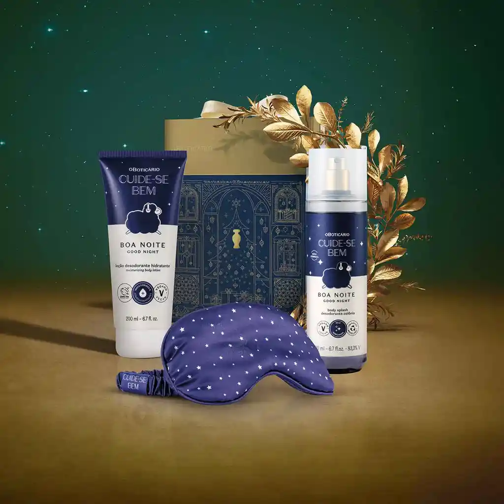 O Boticario - Kit De Regalo Navidad Cuidado Corporal Cbem Boa Noite (locion Corporal + Body Splash + Mascara Para Dormir)