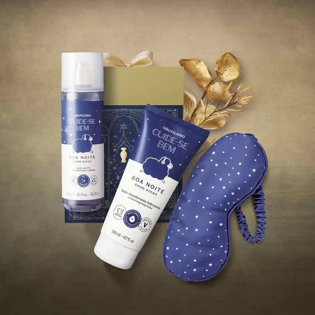 O Boticario - Kit De Regalo Navidad Cuidado Corporal Cbem Boa Noite (locion Corporal + Body Splash + Mascara Para Dormir)