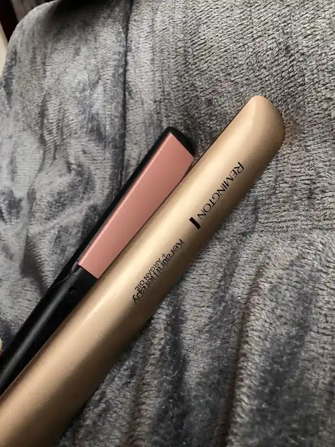 Plancha Para Cabello Remington Keratin Therapy + Argan Oil Color Rosa Bronce