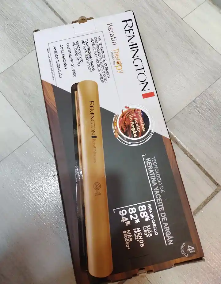 Plancha Para Cabello Remington Keratin Therapy + Argan Oil Color Rosa Bronce