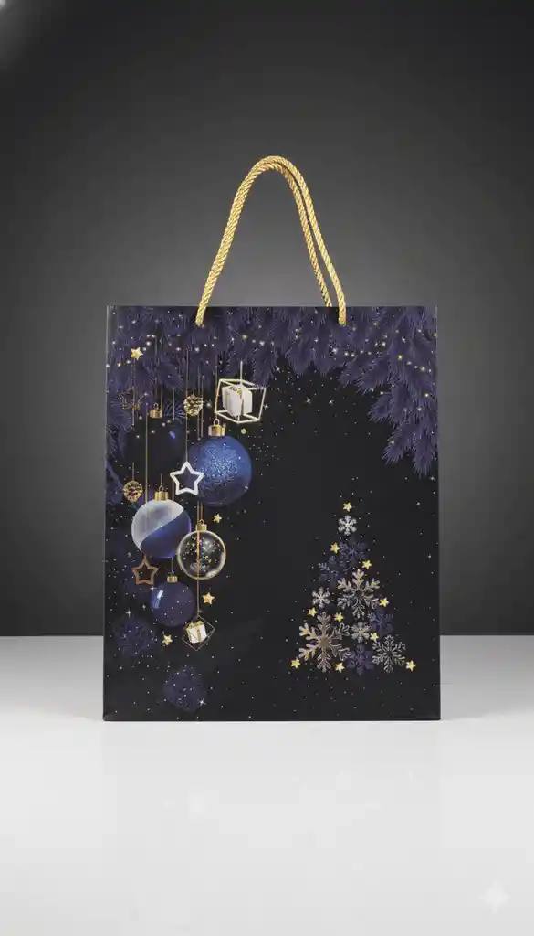 Bolsa De Regalo Navideña 32x26 Cm – Mediana Diseños Invernales Sofisticados Y Elegantes