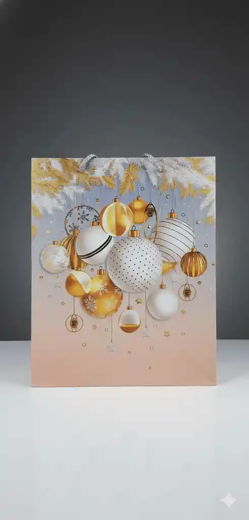 Bolsa De Regalo Navideña 32x26 Cm – Mediana Diseños Invernales Sofisticados Y Elegantes