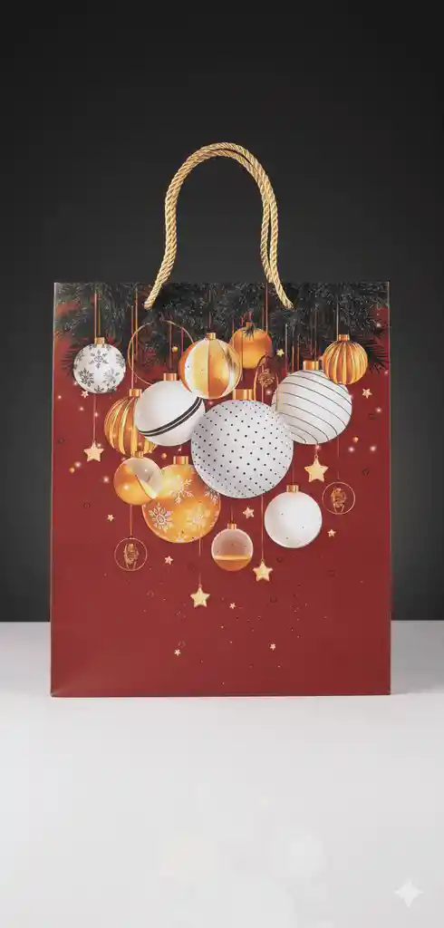 Bolsa De Regalo Navideña 32x26 Cm – Mediana Diseños Invernales Sofisticados Y Elegantes