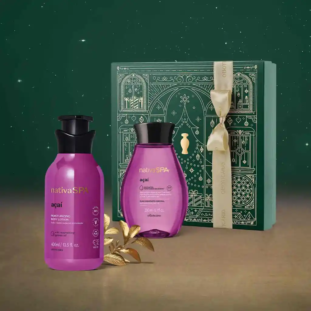 O Boticario - Kit De Regalo Navidad Cuidado Corporal Nspa Acai (oleo Corporal + Locion Corporal)