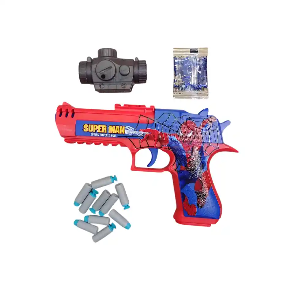 Pistola De Juguete Hidrogel Bombas De Agua Y Misiles Blandos Manual Spiderman Hombre Araña