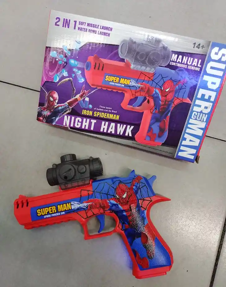 Pistola De Juguete Hidrogel Bombas De Agua Y Misiles Blandos Manual Spiderman Hombre Araña
