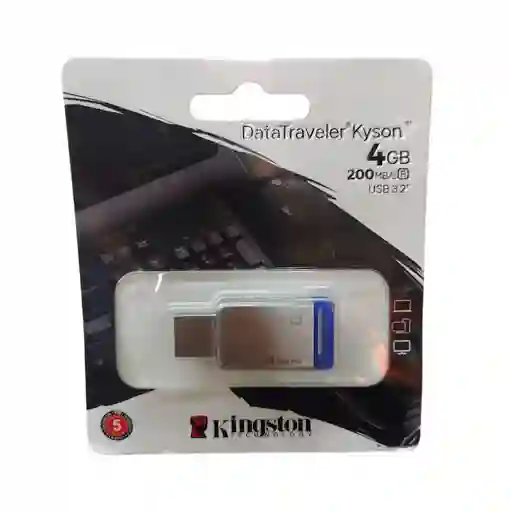 Memoria Usb Kingston 4 Gb Kyson Plateada Con Azul