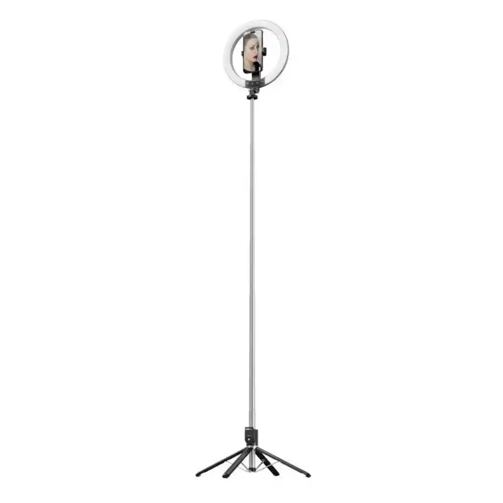 230cm, Tripode Y Palo De Selfie Con Aro De Luz + Control Bluetooth