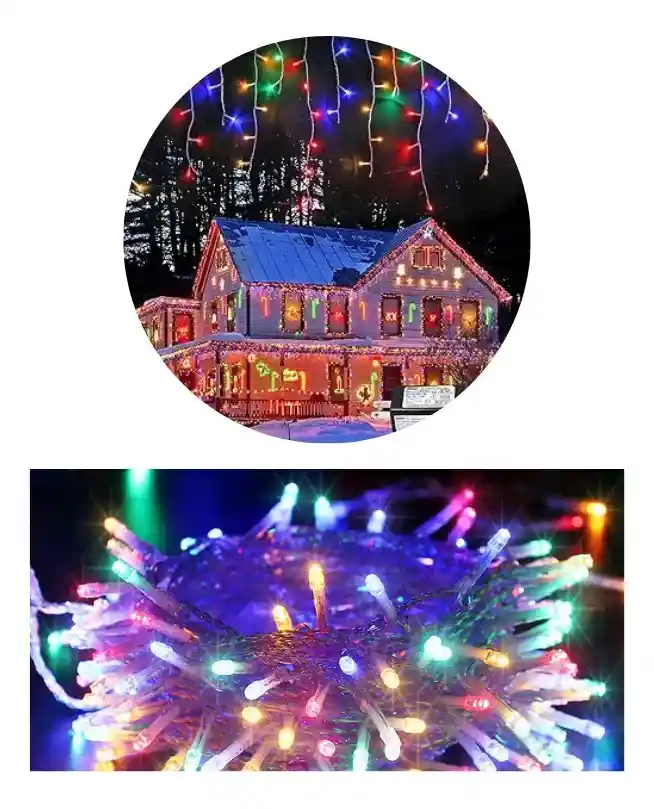 Cortina Luces Led X 200 Decoración Navidad 6 Mts. X 45 Cms. Multicolor