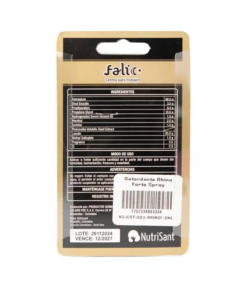 Retardante Masculino Rhino Spray 5ml + Crema 3g