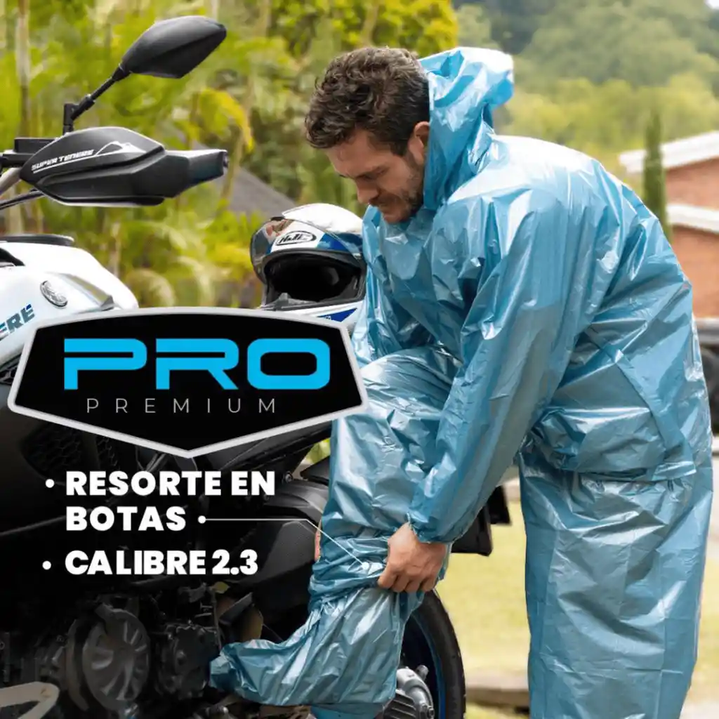Impermeable Moto Metalizado Lluvia Cal 2.3 Portable 3 Piezas