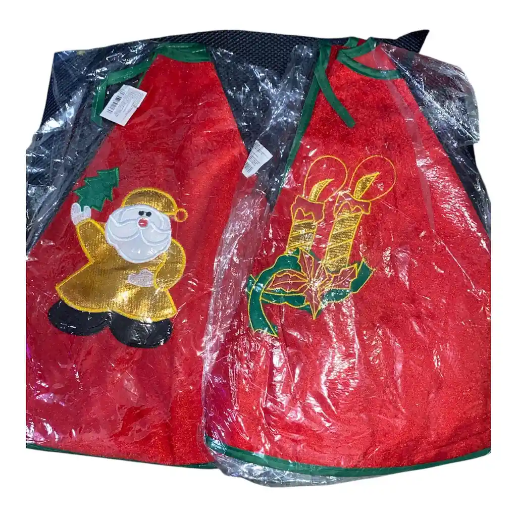 Pie De Arbol, Tapete Para Arbol Con Diseño De Vela Y Papa Noel Material Fino