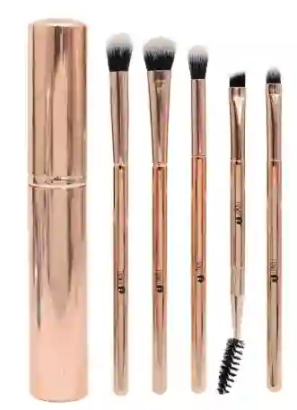 Kit Brochas Ojos Metalica Oro Rosa Trendy