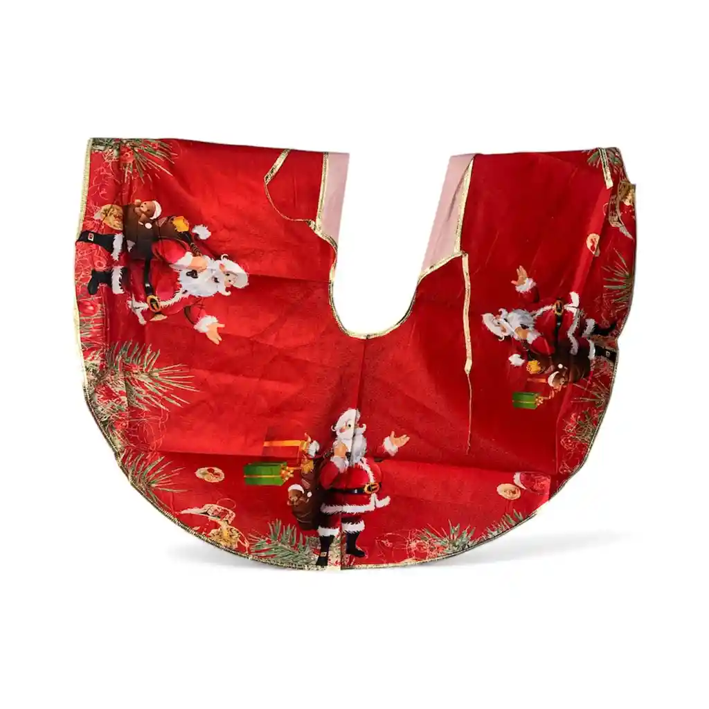 Pie De Arbol, Tapete Para Arbol Con Diseño De Renos Y Papa Noel, Arbol De Navidad Con Muñeco De Nieve Material Algodon