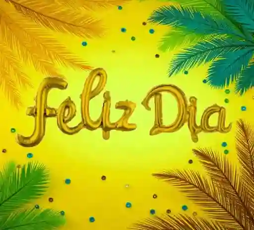 Globo Metalizado "feliz Dia" Letra Cursiva 16" Pulgadas Dorado