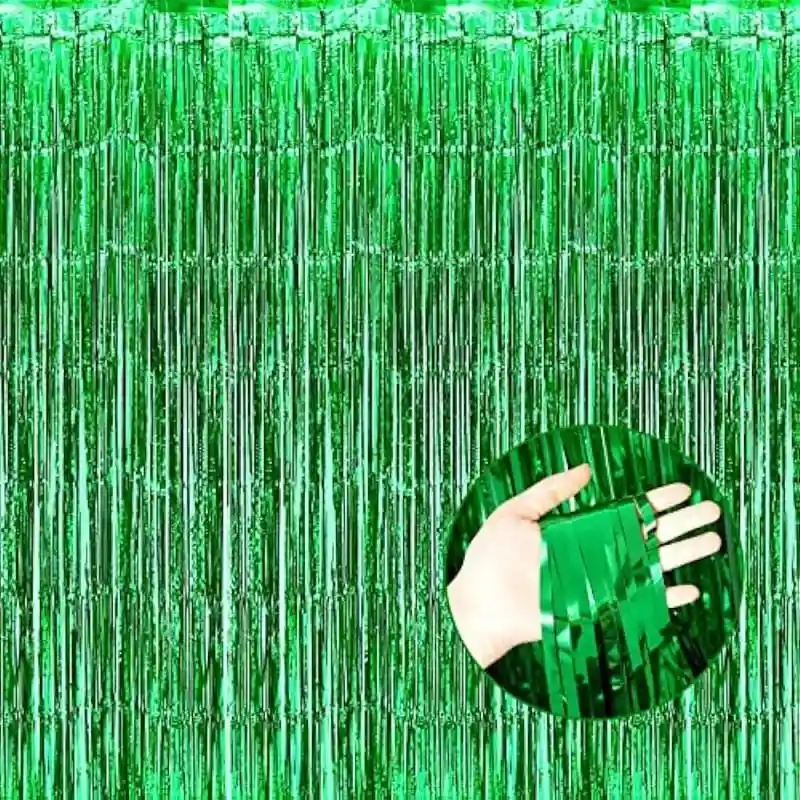 Cortina Metalizada Flecos Color Verde (1metro Ancho X 2 Metros De Largo)