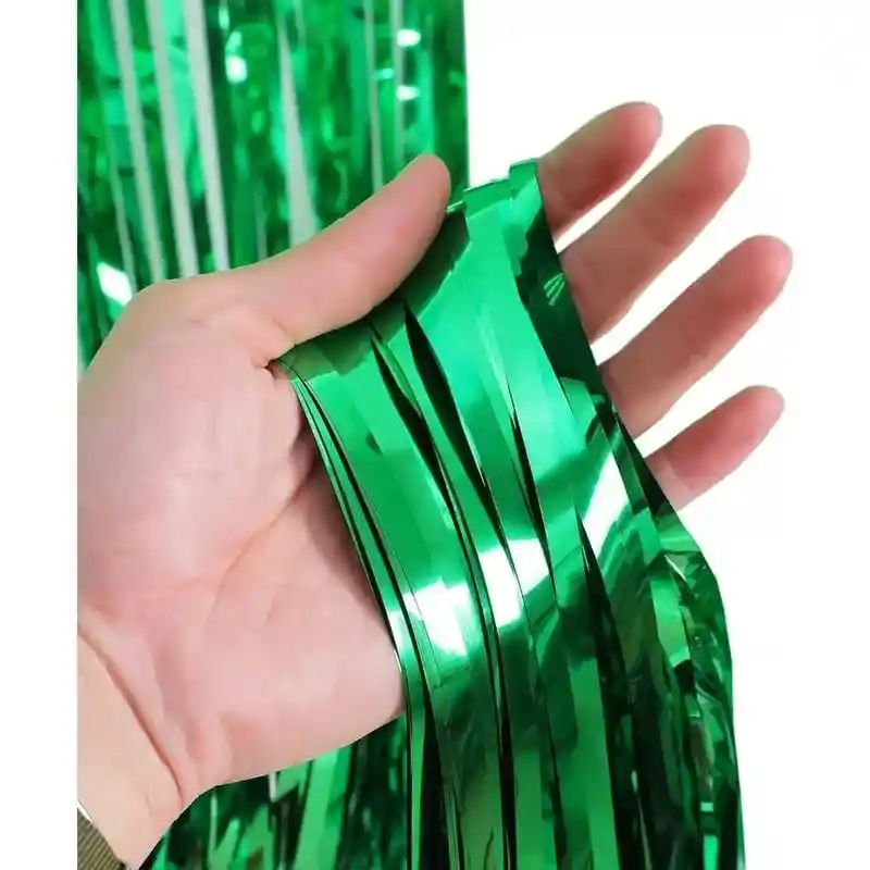 Cortina Metalizada Flecos Color Verde (1metro Ancho X 2 Metros De Largo)