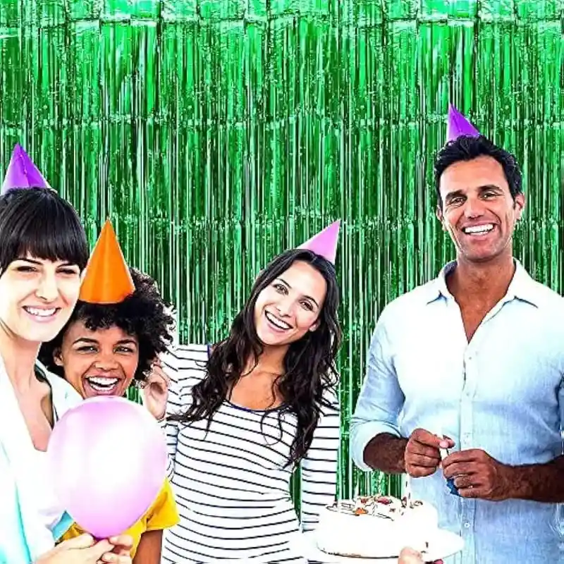 Cortina Metalizada Flecos Color Verde (1metro Ancho X 2 Metros De Largo)