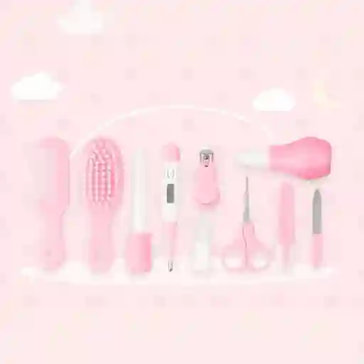 Kit De Aseo Para Bebé 10 Piezas – Color Rosado