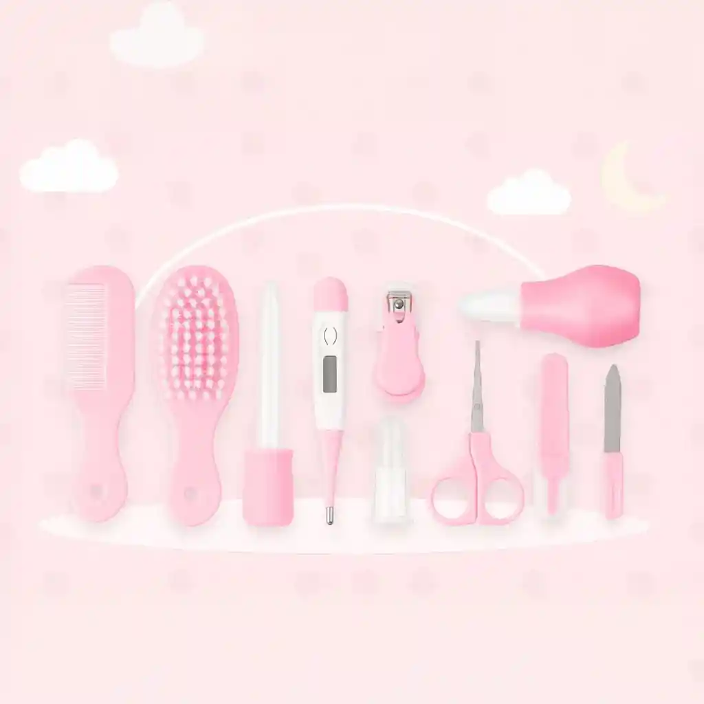 Kit De Aseo Para Bebé 10 Piezas – Color Rosado