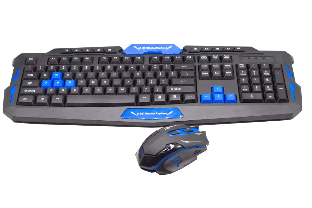 Combo Gamer Hk8100 – Teclado + Mouse Inalámbrico / Retroiluminación Azul / 1600 Dpi